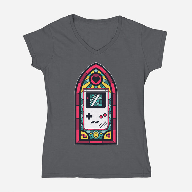 8Bits Stained Glass-Womens-V-Neck-Tee-paulagarcia