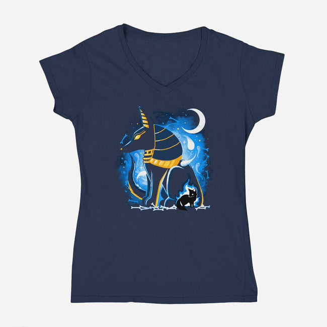 Anubis God-Womens-V-Neck-Tee-Vallina84