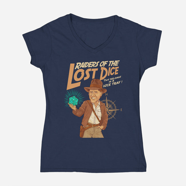 Raiders Of The Lost Dice-Womens-V-Neck-Tee-P1yu5h