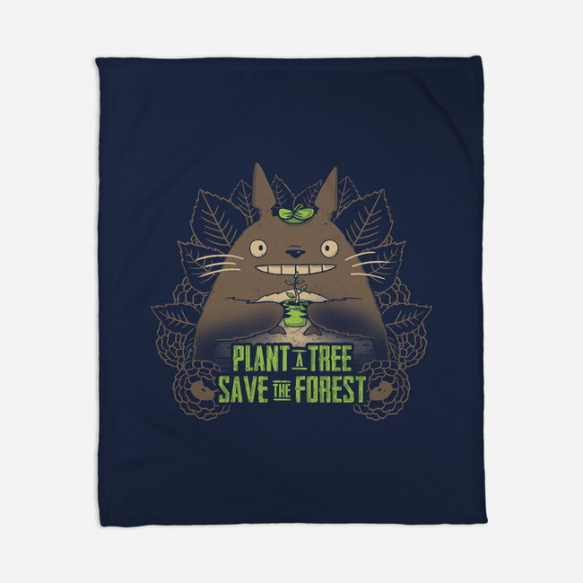 Totoro Plant-None-Fleece-Blanket-yumie