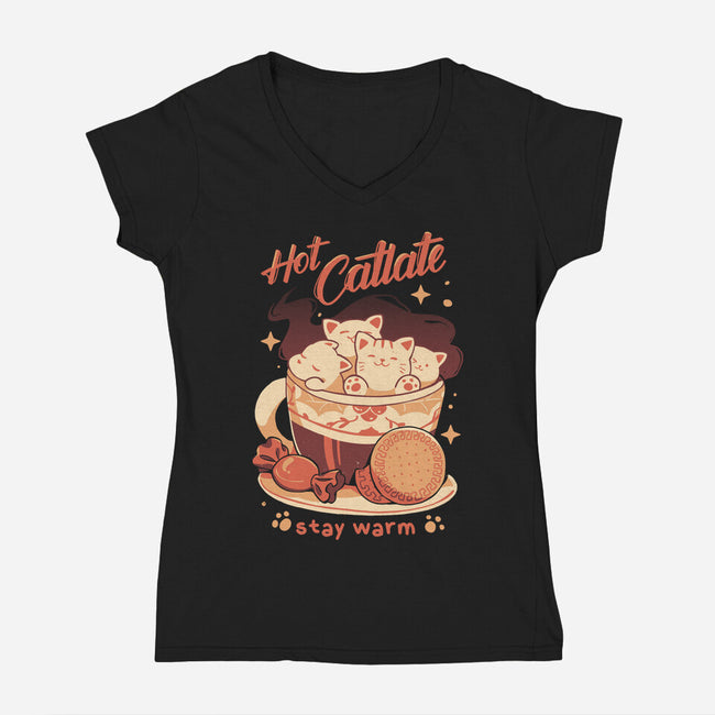 Hot Catlate-Womens-V-Neck-Tee-yumie