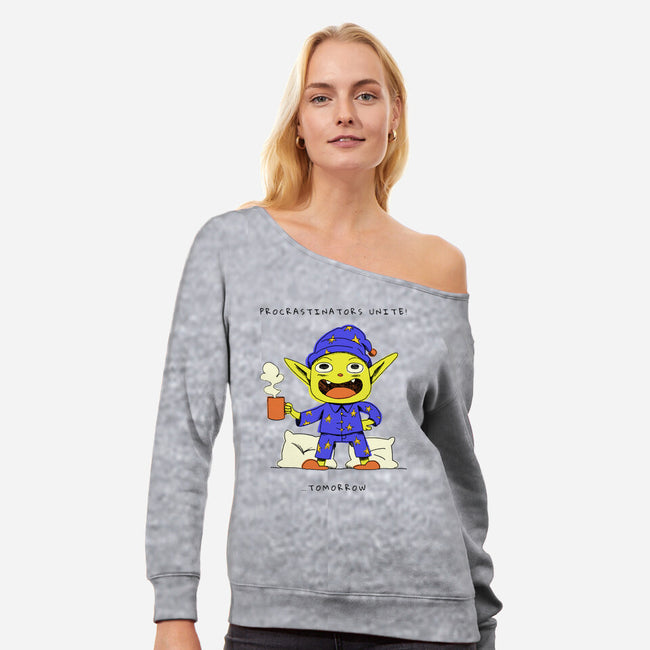 Procrastinators Unite-Womens-Off Shoulder-Sweatshirt-FunkVampire