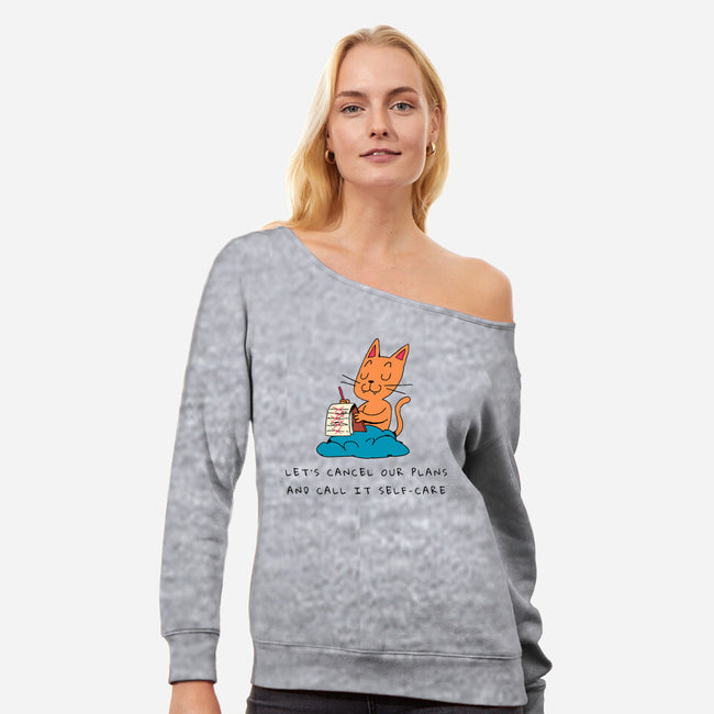 Let's Cancel Our Plans-Womens-Off Shoulder-Sweatshirt-FunkVampire