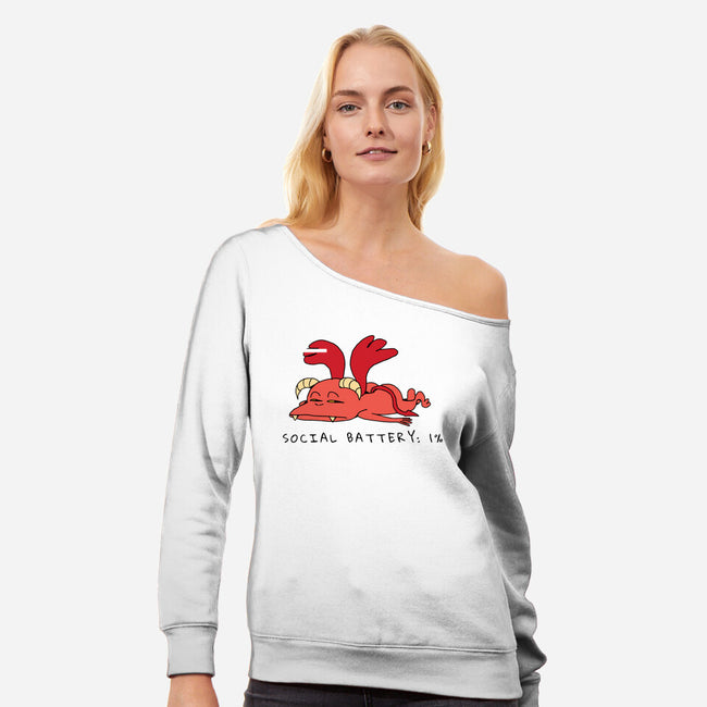 Social Battery Running Low-Womens-Off Shoulder-Sweatshirt-FunkVampire