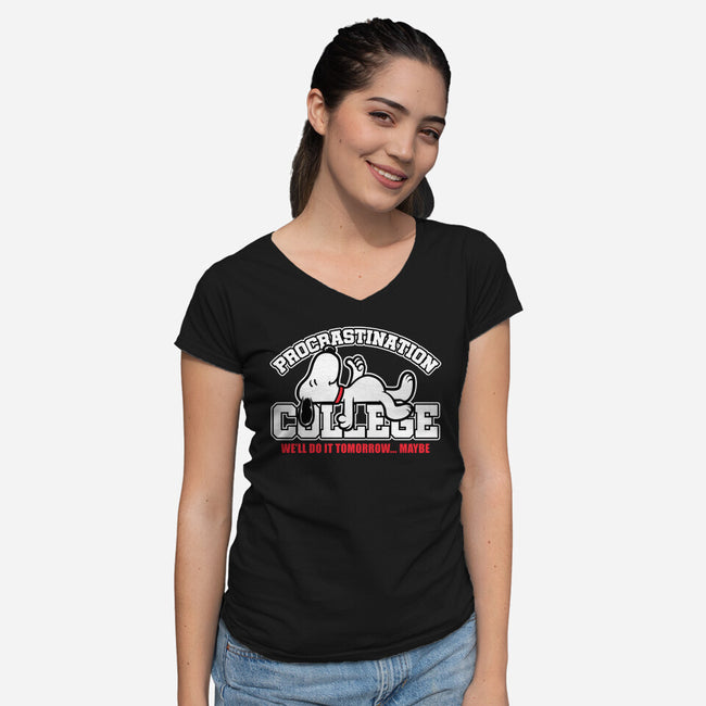 Procrastination University-Womens-V-Neck-Tee-Studio Mootant