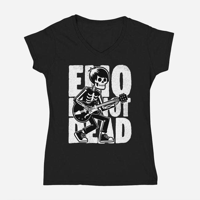 Emo Is Not Dead-Womens-V-Neck-Tee-Studio Mootant