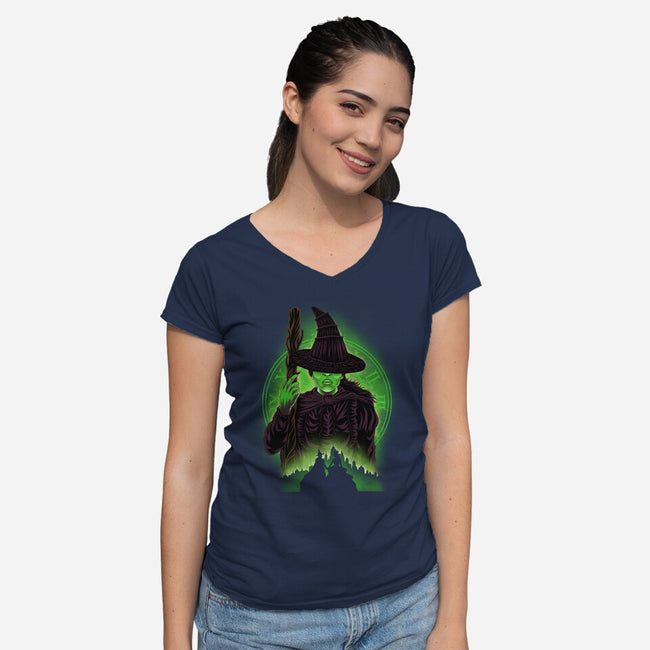 Wicked Green-Womens-V-Neck-Tee-rmatix