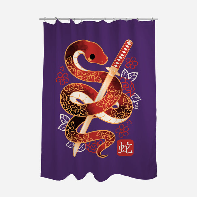 Chinese Cute Year Of The Snake-None-Polyester-Shower Curtain-NemiMakeit