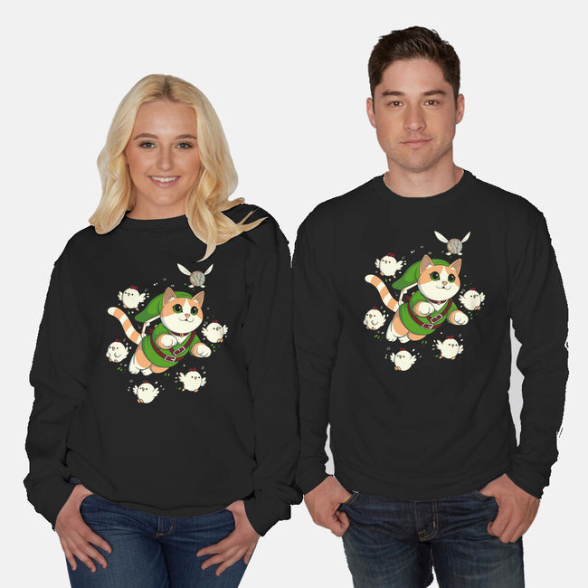 The Legend Of The Cat-Unisex-Crew Neck-Sweatshirt-Eoli Studio