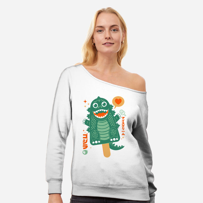 IceZilla-Womens-Off Shoulder-Sweatshirt-Eoli Studio