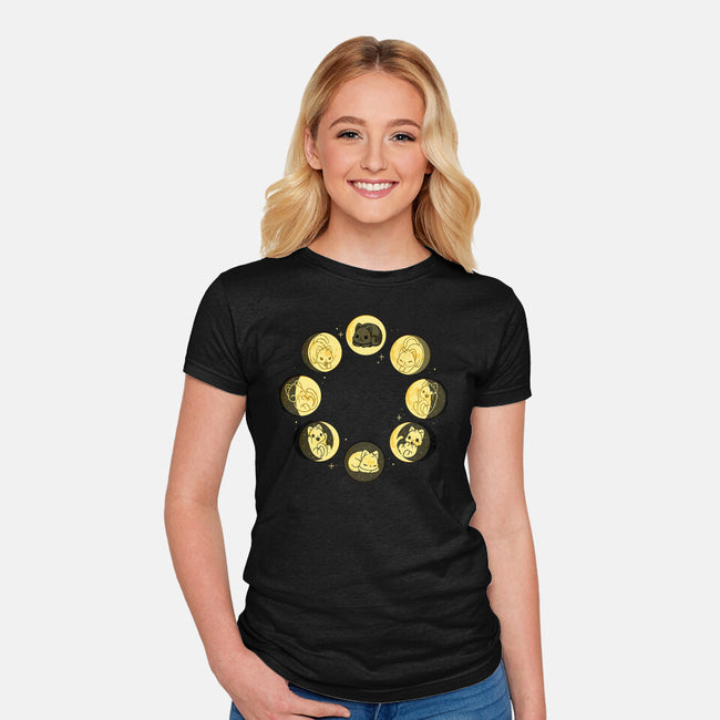 Moon Cat Phase-Womens-Fitted-Tee-Vallina84