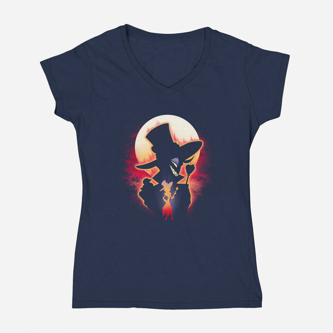 The Fallen Angel-Womens-V-Neck-Tee-dandingeroz