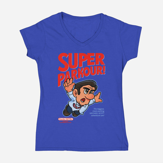 Super Parkour-Womens-V-Neck-Tee-Getsousa!