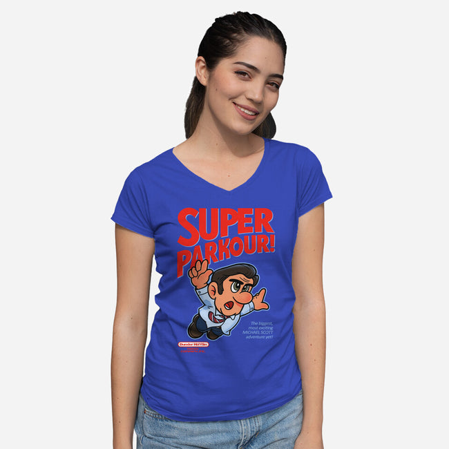 Super Parkour-Womens-V-Neck-Tee-Getsousa!