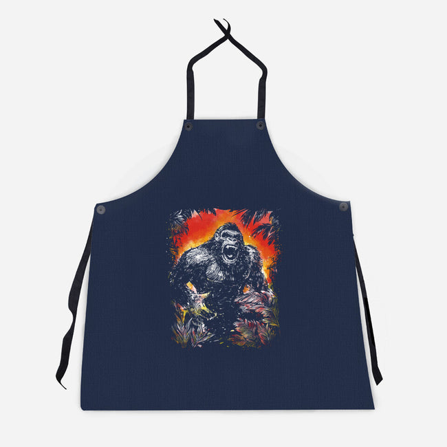 The King Of Skull Island-Unisex-Kitchen-Apron-kharmazero