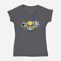 The Powerpuff Drinkers-Womens-V-Neck-Tee-Barbadifuoco