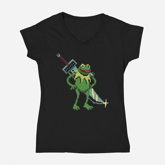 Frog Strife-Womens-V-Neck-Tee-Henrique Torres