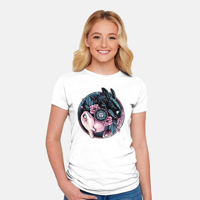 Glowing Light In The Night-Womens-Fitted-Tee-glitchygorilla