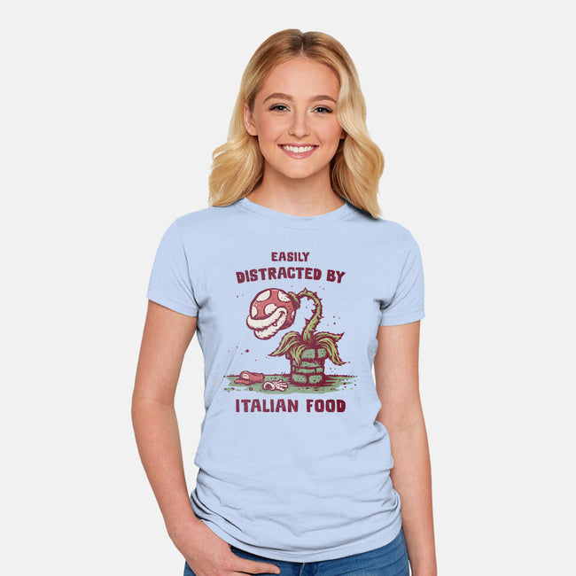 Easily Distracted By Italian Food-Womens-Fitted-Tee-kg07