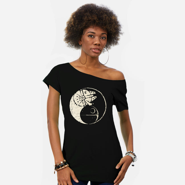 Balancing The Force-Womens-Off Shoulder-Tee-kg07