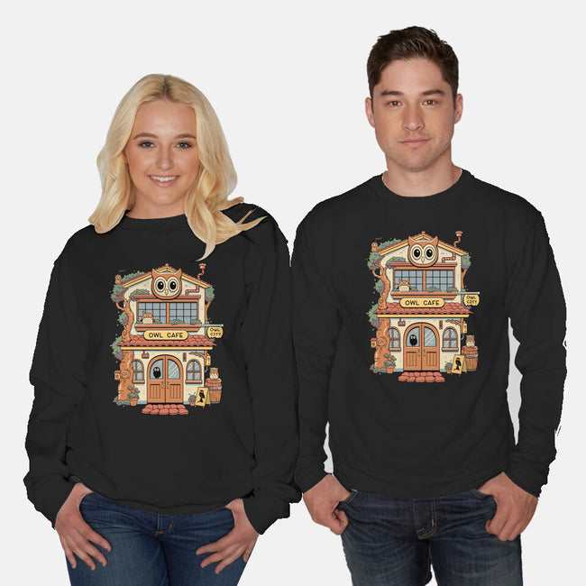 Owl Cafe-Unisex-Crew Neck-Sweatshirt-vp021