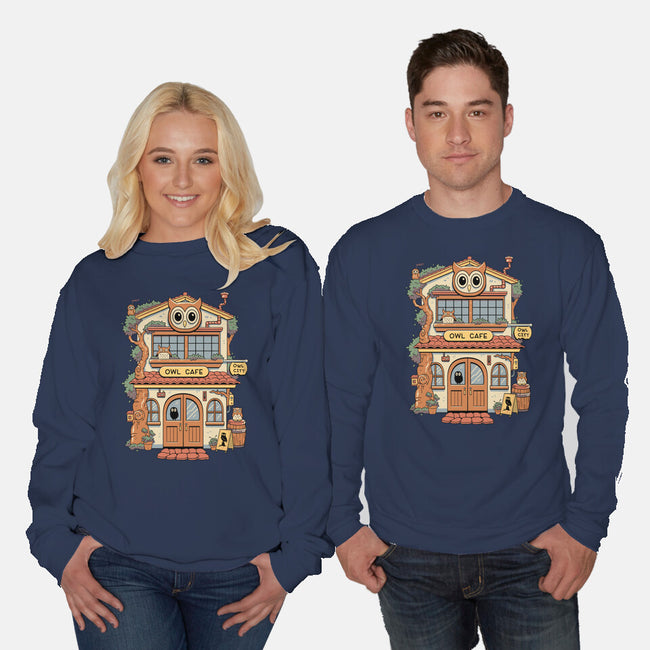 Owl Cafe-Unisex-Crew Neck-Sweatshirt-vp021