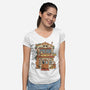 Owl Cafe-Womens-V-Neck-Tee-vp021