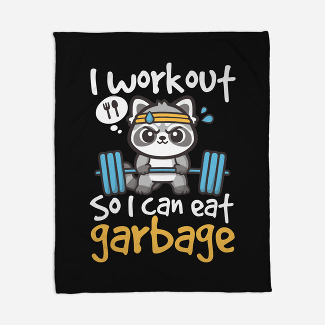 Raccoon Workout-None-Fleece-Blanket-NemiMakeit