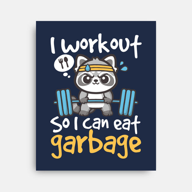 Raccoon Workout-None-Stretched-Canvas-NemiMakeit