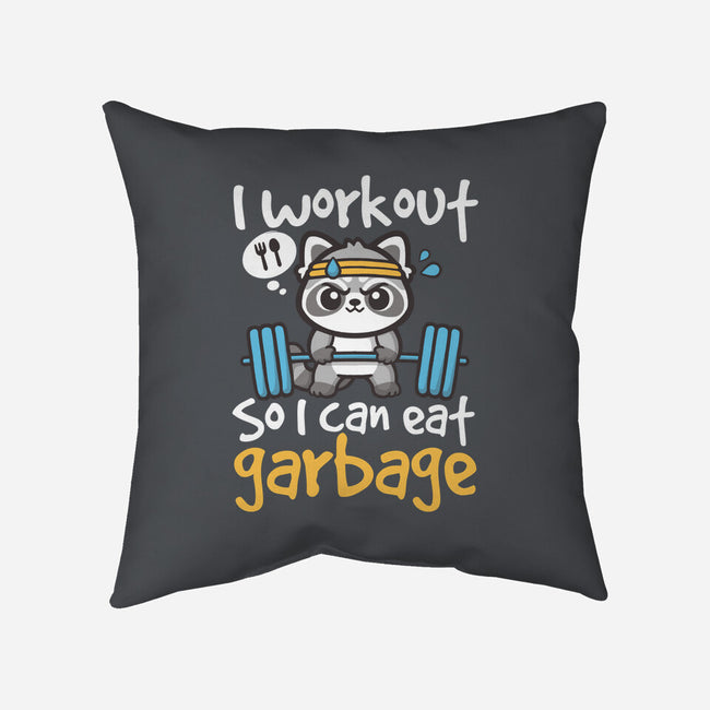 Raccoon Workout-None-Removable Cover w Insert-Throw Pillow-NemiMakeit