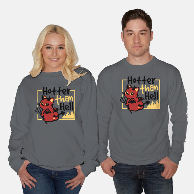 Cat Hotter Than Hell-Unisex-Crew Neck-Sweatshirt-NemiMakeit