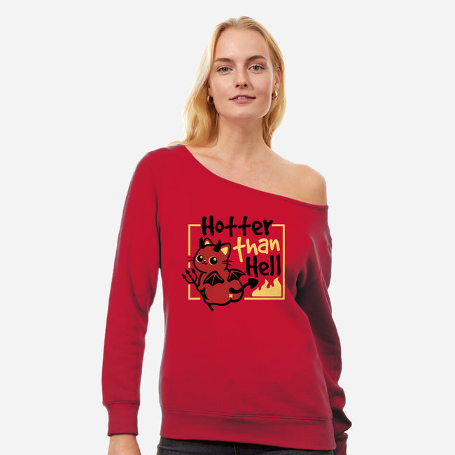 Cat Hotter Than Hell-Womens-Off Shoulder-Sweatshirt-NemiMakeit