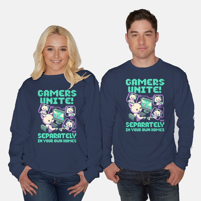 Gamers United-Unisex-Crew Neck-Sweatshirt-worlddominationforcats