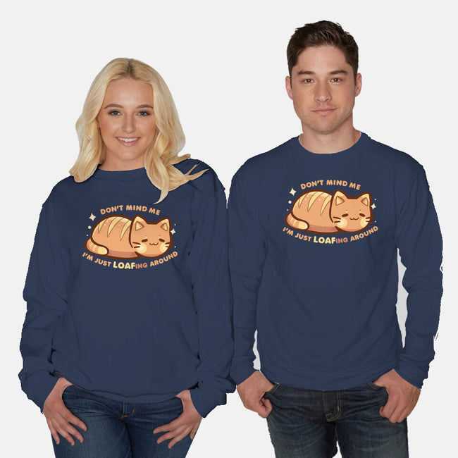 LOAFing Around Cat-Unisex-Crew Neck-Sweatshirt-TechraNova