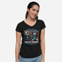 Skeleton Romance-Womens-V-Neck-Tee-glitchygorilla