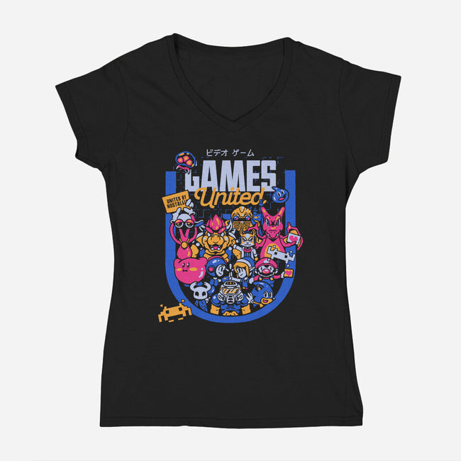 Games United-Womens-V-Neck-Tee-Sketchdemao