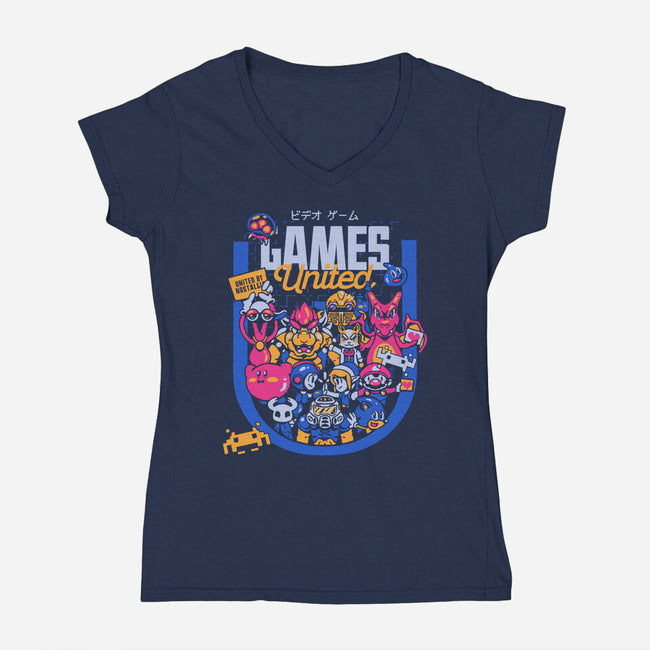 Games United-Womens-V-Neck-Tee-Sketchdemao