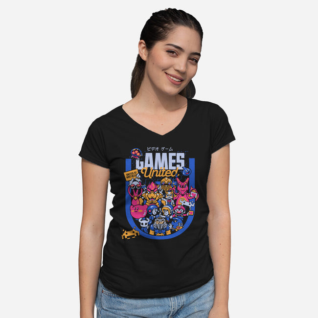 Games United-Womens-V-Neck-Tee-Sketchdemao