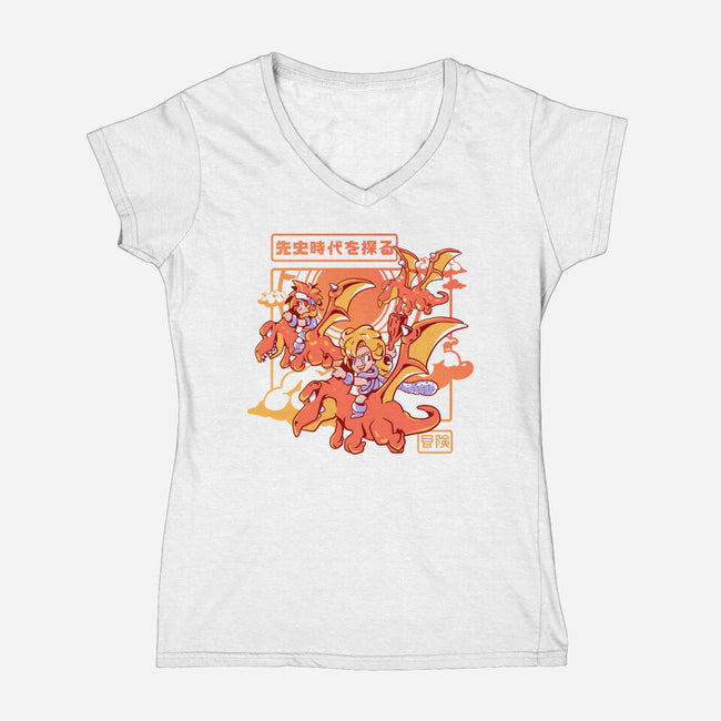 Flying To An Adventure-Womens-V-Neck-Tee-Sketchdemao