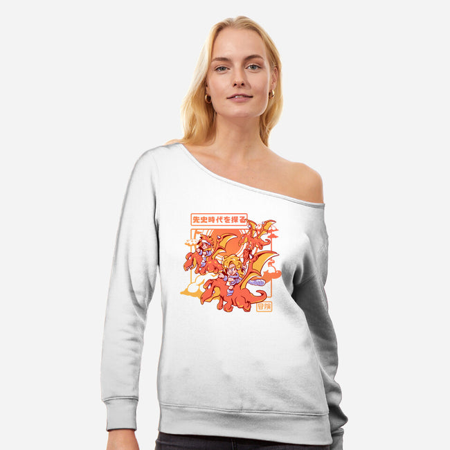 Flying To An Adventure-Womens-Off Shoulder-Sweatshirt-Sketchdemao