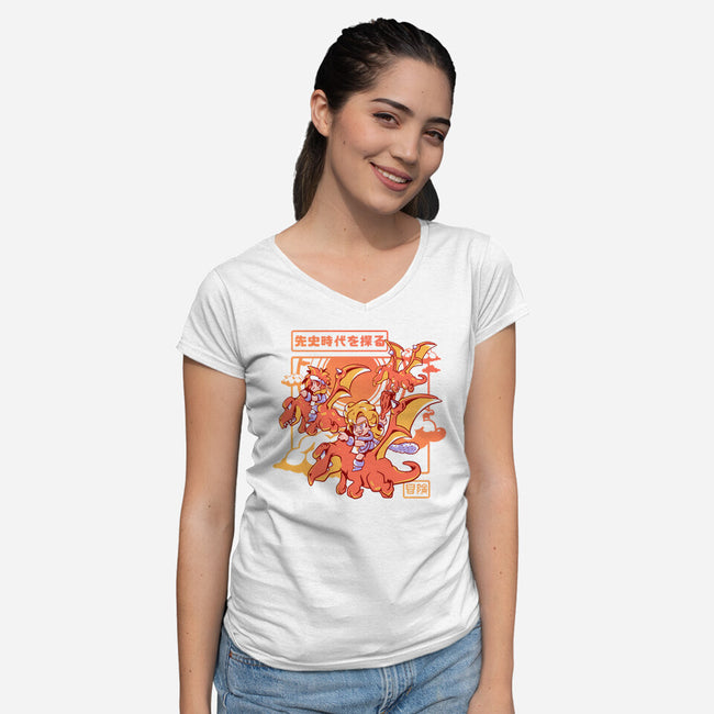 Flying To An Adventure-Womens-V-Neck-Tee-Sketchdemao