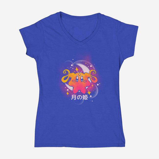 Round Princess-Womens-V-Neck-Tee-Sketchdemao