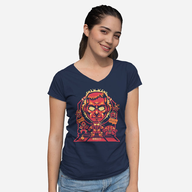 Full Power-Womens-V-Neck-Tee-Sketchdemao