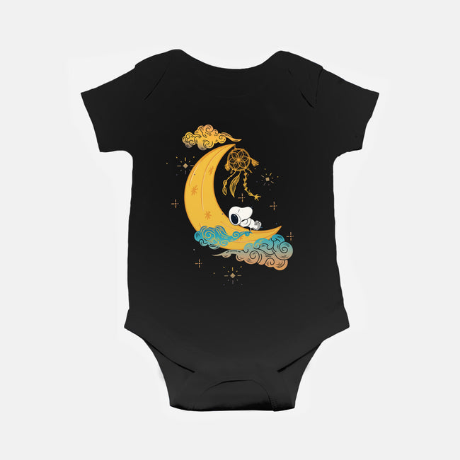 Snoopy Moon-Baby-Basic-Onesie-MaxoArt