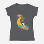 Snoopy Moon-Womens-V-Neck-Tee-MaxoArt