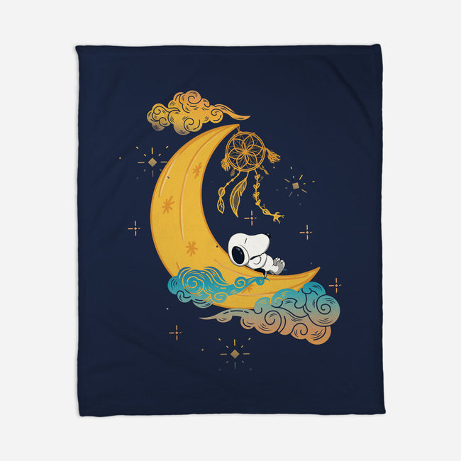 Snoopy Moon-None-Fleece-Blanket-MaxoArt