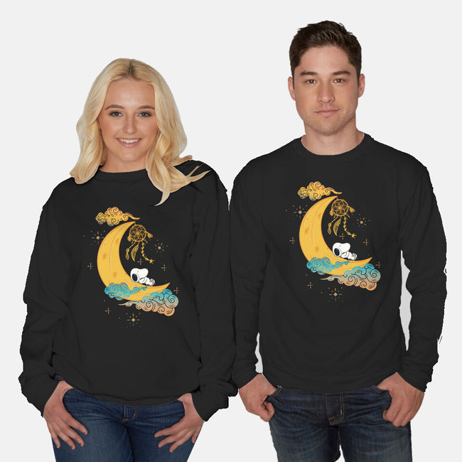 Snoopy Moon-Unisex-Crew Neck-Sweatshirt-MaxoArt