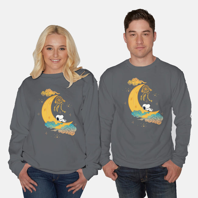 Snoopy Moon-Unisex-Crew Neck-Sweatshirt-MaxoArt