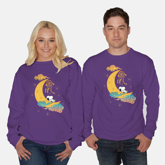 Snoopy Moon-Unisex-Crew Neck-Sweatshirt-MaxoArt