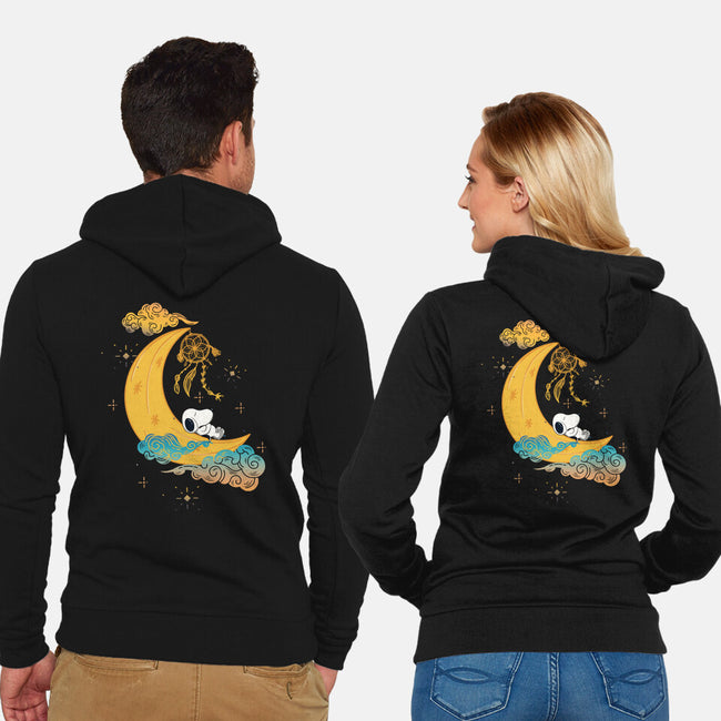 Snoopy Moon-Unisex-Zip-Up-Sweatshirt-MaxoArt